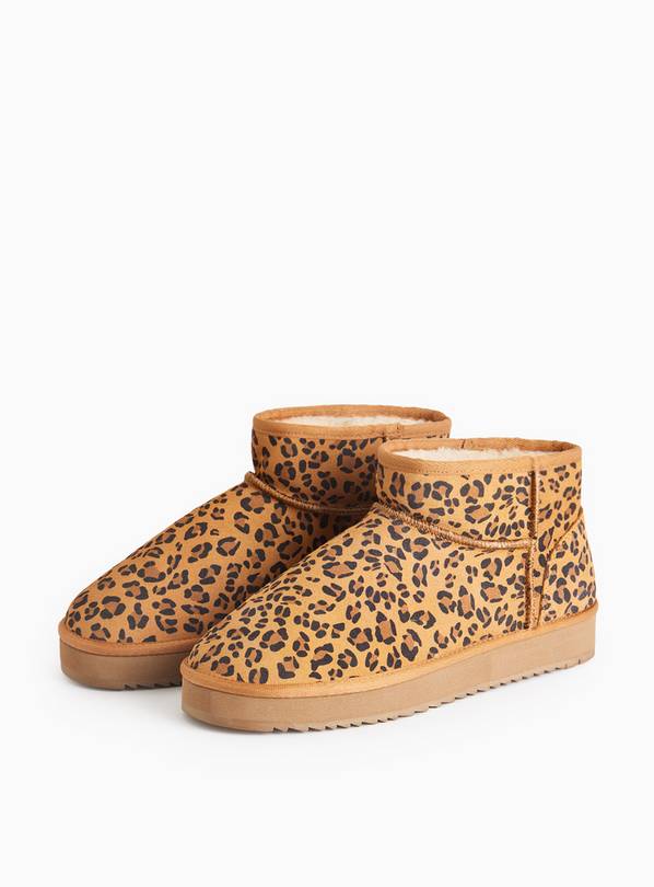 Leopard Print Suede Ankle Boots 7